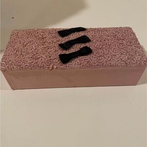 Vintage Anthropologie Pink Fabric Jewelry Box with Compartments